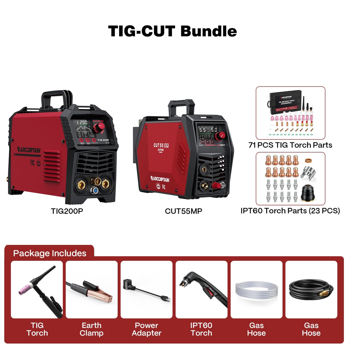 Arccaptain TIG200P DC Pulse 200Amp TIG Welding Machine