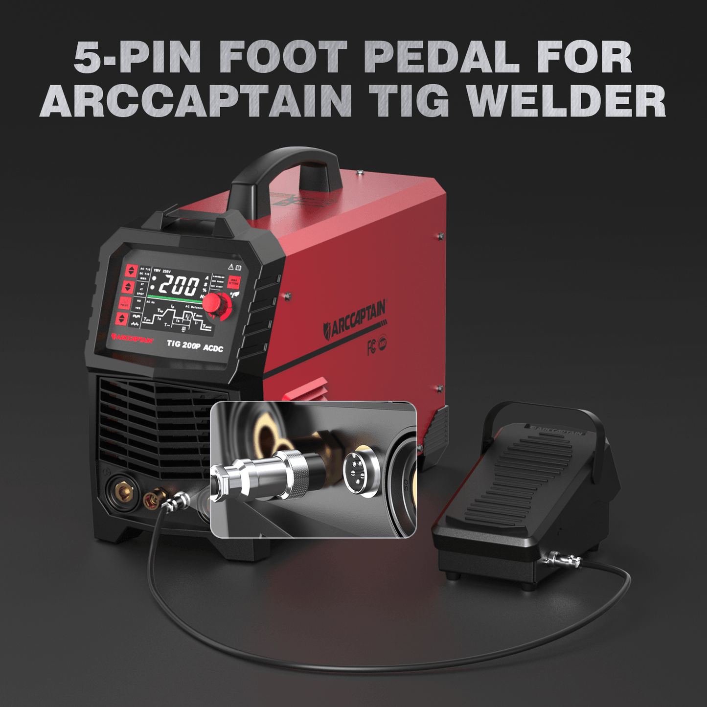 5-Pin Remote Amp Control with Strap Foot Pedal for TIG Welder