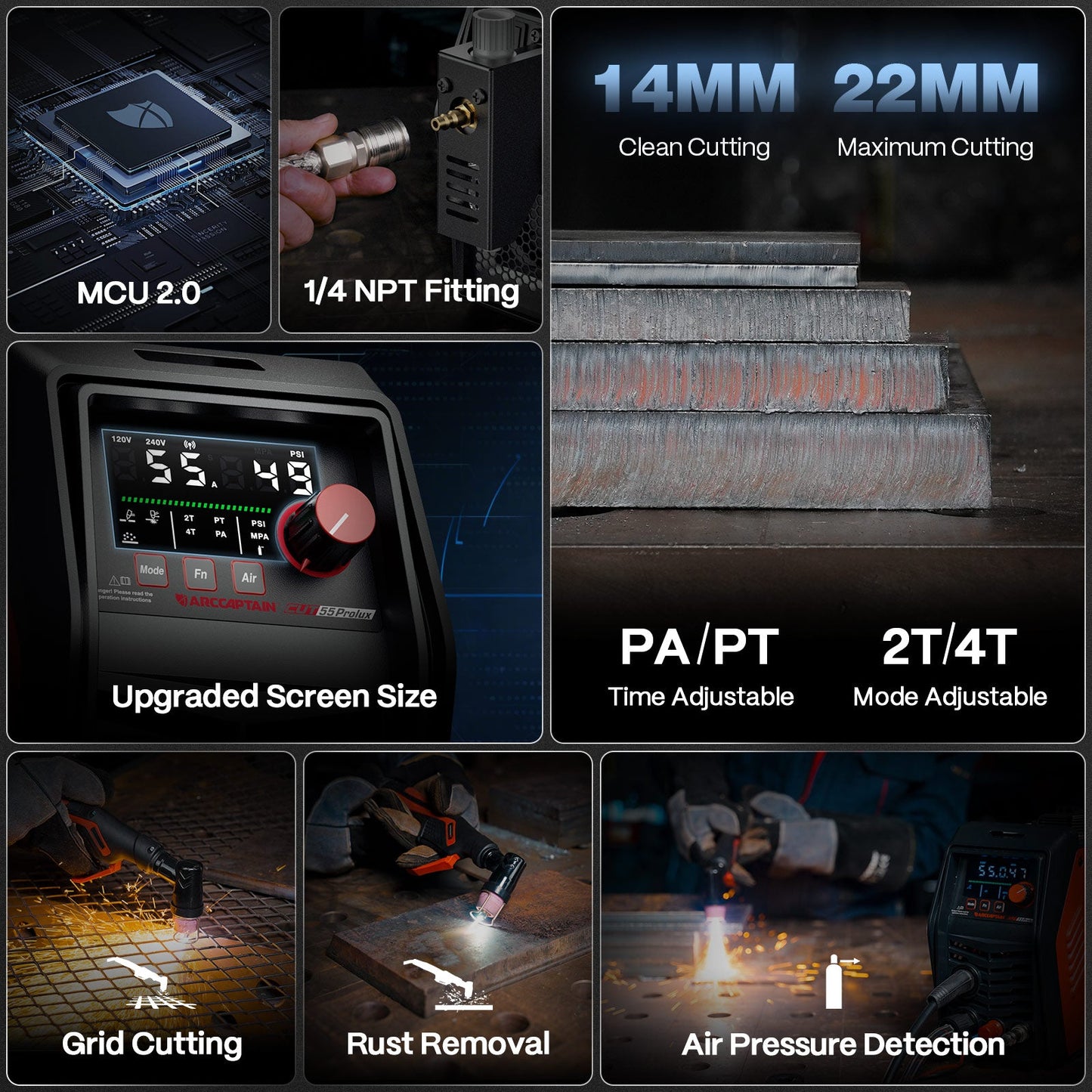 ARCCAPTAIN CUT55 Prolux Plasma Cutter with Black Helmet