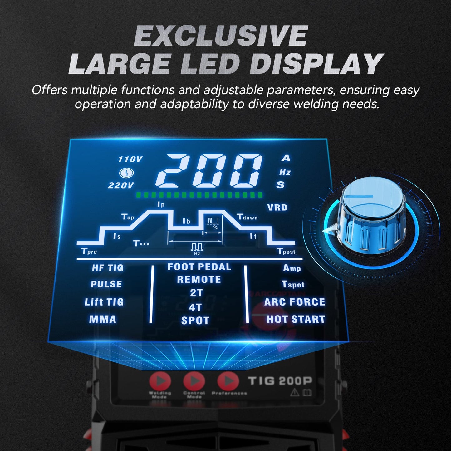 Arccaptain TIG200P DC Pulse 200Amp TIG Welding Machine